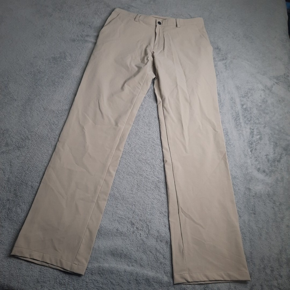 Ministry Of Supply Mens Performance Pants Khaki Beige 32x33 Standard Fit 32W
